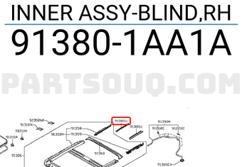Nissan 913801AA1A INNER ASSY-BLIND,RH