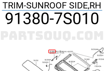 Nissan 913807S010 TRIM-SUNROOF SIDE,RH