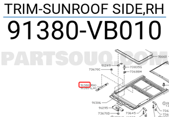 Nissan 91380VB010 TRIM-SUNROOF SIDE,RH