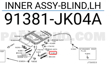 Nissan 91381JK04A INNER ASSY-BLIND,LH