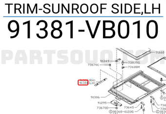 Nissan 91381VB010 TRIM-SUNROOF SIDE,LH