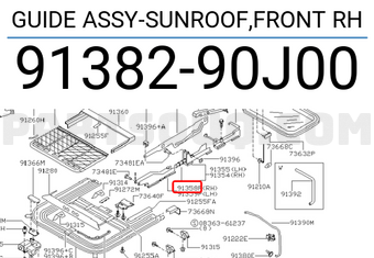 Nissan 9138290J00 GUIDE ASSY-SUNROOF,FRONT RH