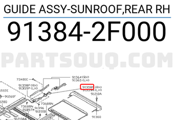 Nissan 913842F000 GUIDE ASSY-SUNROOF,REAR RH