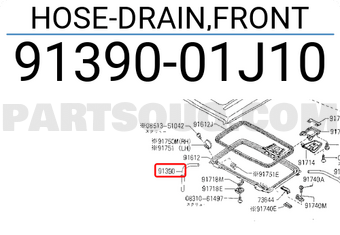 Nissan 9139001J10 HOSE-DRAIN,FRONT