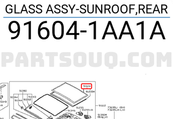 Nissan 916041AA1A GLASS ASSY-SUNROOF,REAR