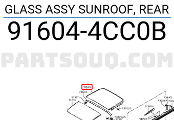 Nissan 916044CC0B GLASS ASSY SUNROOF, REAR