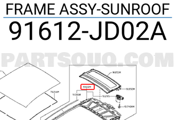Nissan 91612JD02A FRAME ASSY-SUNROOF