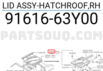 Nissan 9161663Y00 LID ASSY-HATCHROOF,RH
