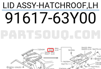 Nissan 9161763Y00 LID ASSY-HATCHROOF,LH