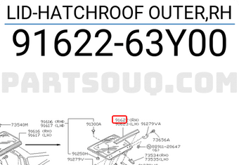 Nissan 9162263Y00 LID-HATCHROOF OUTER,RH