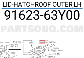 Nissan 9162363Y00 LID-HATCHROOF OUTER,LH