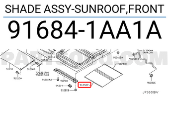 Nissan 916841AA1A SHADE ASSY-SUNROOF,FRONT