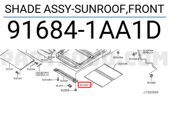 Nissan 916841AA1D SHADE ASSY-SUNROOF,FRONT