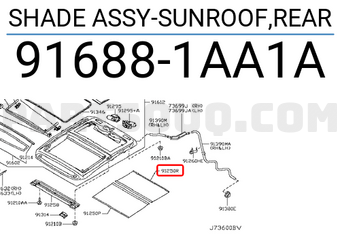 Nissan 916881AA1A SHADE ASSY-SUNROOF,REAR