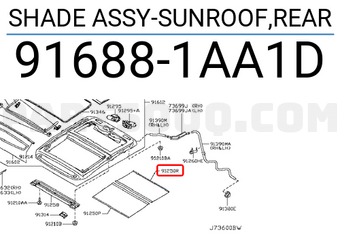 Nissan 916881AA1D SHADE ASSY-SUNROOF,REAR