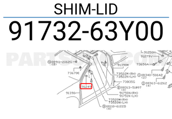 Nissan 9173263Y00 SHIM-LID