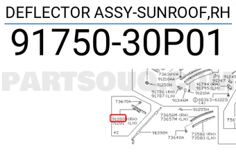Nissan 9175030P01 DEFLECTOR ASSY-SUNROOF,RH