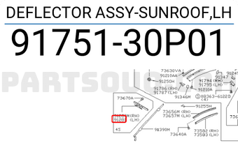 Nissan 9175130P01 DEFLECTOR ASSY-SUNROOF,LH
