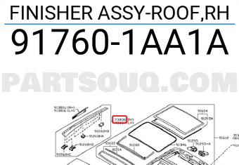 Nissan 917601AA1A FINISHER ASSY-ROOF,RH