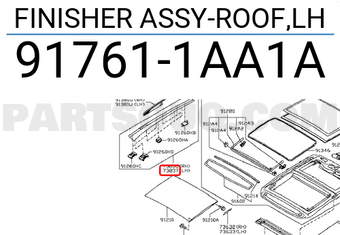 Nissan 917611AA1A FINISHER ASSY-ROOF,LH