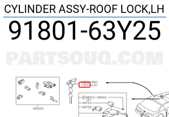 Nissan 9180163Y25 CYLINDER ASSY-ROOF LOCK,LH