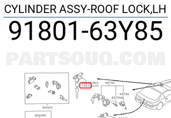 Nissan 9180163Y85 CYLINDER ASSY-ROOF LOCK,LH