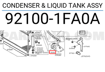 Nissan 921001FA0A CONDENSER & LIQUID TANK ASSY