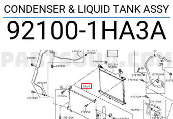 Nissan 921001HA3A CONDENSER & LIQUID TANK ASSY