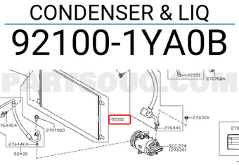 Nissan 921001YA0B CONDENSER & LIQ