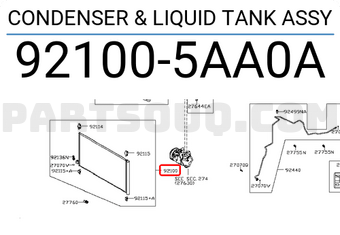 Nissan 921005AA0A CONDENSER & LIQUID TANK ASSY
