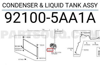 Nissan 921005AA1A CONDENSER & LIQUID TANK ASSY