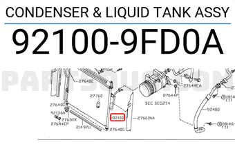 Nissan 921009FD0A CONDENSER & LIQUID TANK ASSY