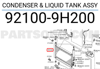 Nissan 921009H200 CONDENSER & LIQUID TANK ASSY