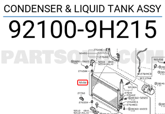Nissan 921009H215 CONDENSER & LIQUID TANK ASSY