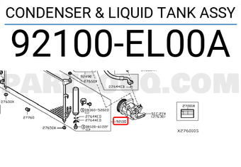 Nissan 92100EL00A CONDENSER & LIQUID TANK ASSY