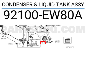 Nissan 92100EW80A CONDENSER & LIQUID TANK ASSY