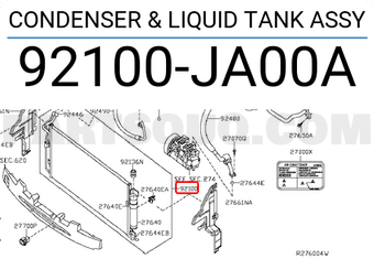 Nissan 92100JA00A CONDENSER & LIQUID TANK ASSY