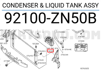 Nissan 92100ZN50B CONDENSER & LIQUID TANK ASSY
