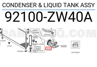 Nissan 92100ZW40A CONDENSER & LIQUID TANK ASSY