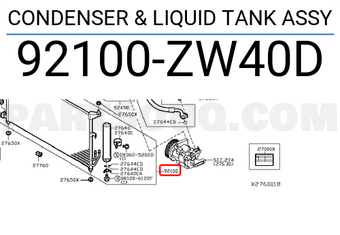 Nissan 92100ZW40D CONDENSER & LIQUID TANK ASSY
