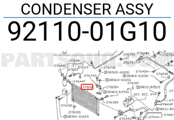Nissan 9211001G10 CONDENSER ASSY