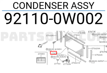 Nissan 921100W002 CONDENSER ASSY