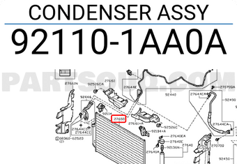 Nissan 921101AA0A CONDENSER ASSY