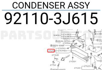 Nissan 921103J615 CONDENSER ASSY