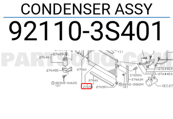Nissan 921103S401 CONDENSER ASSY