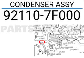 Nissan 921107F000 CONDENSER ASSY