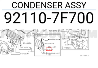 Nissan 921107F700 CONDENSER ASSY