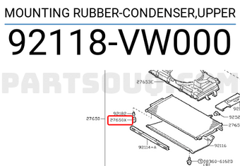 Nissan 92118VW000 MOUNTING RUBBER-CONDENSER,UPPER