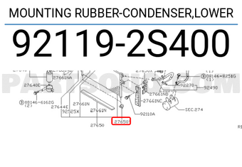 Nissan 921192S400 MOUNTING RUBBER-CONDENSER,LOWER