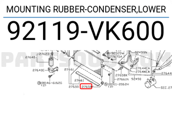 Nissan 92119VK600 MOUNTING RUBBER-CONDENSER,LOWER